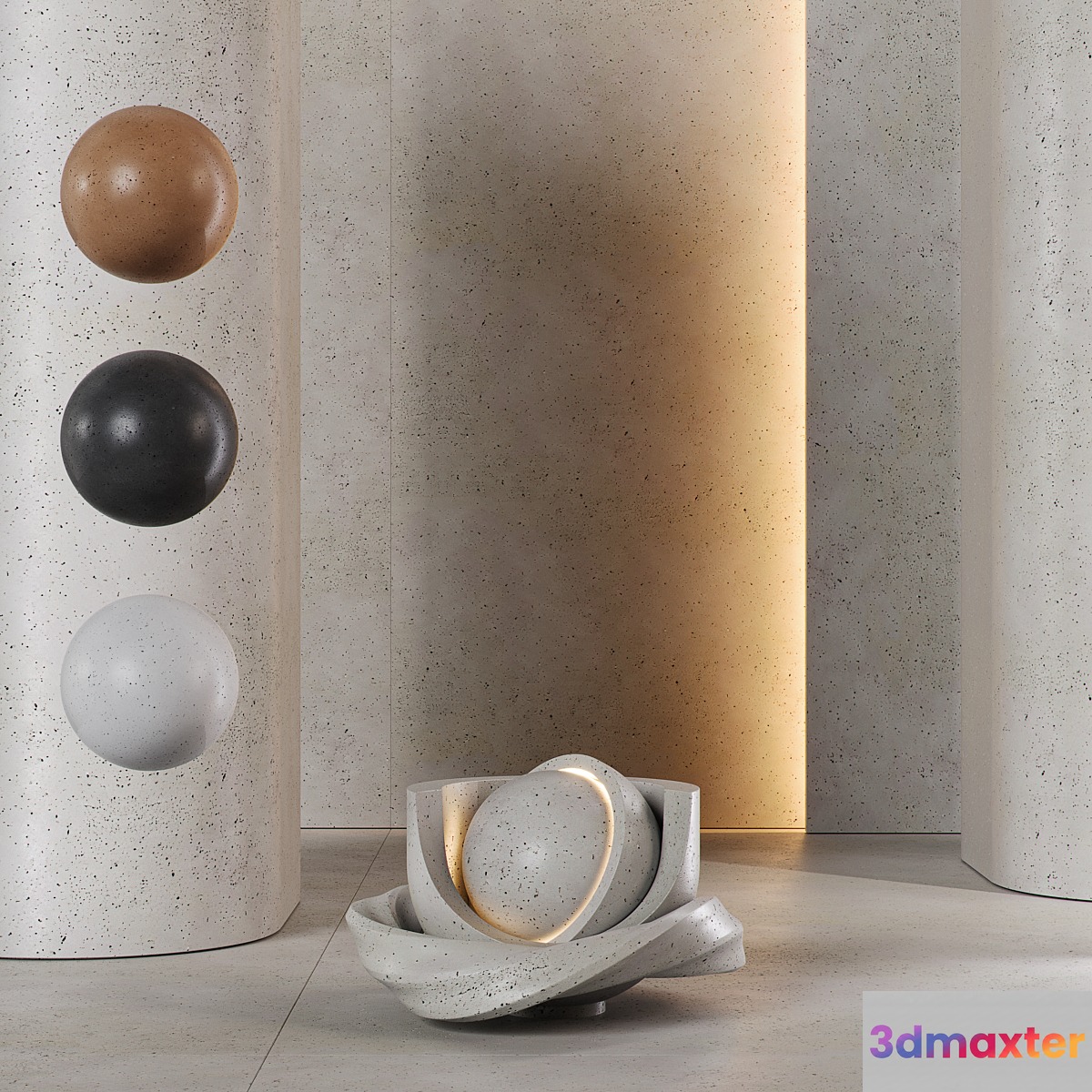 Microcement artificial stone 01 3D Max