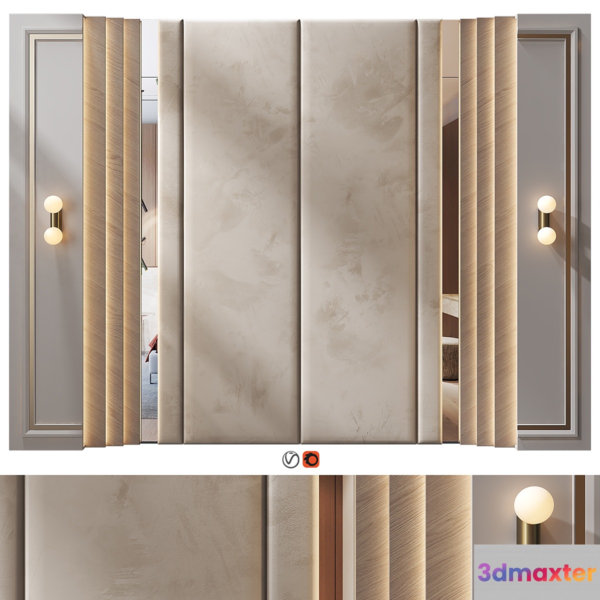 Headboard Wall Panel Decor 111 3D Max