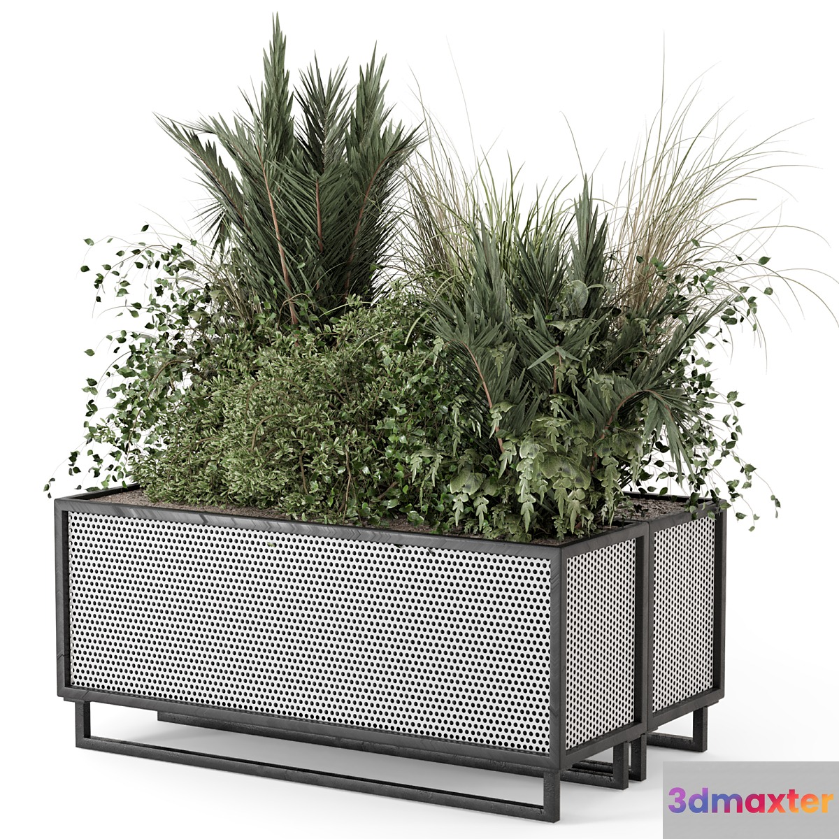 Outdoor Plants in Metal Pots - Set 2086 3D Max