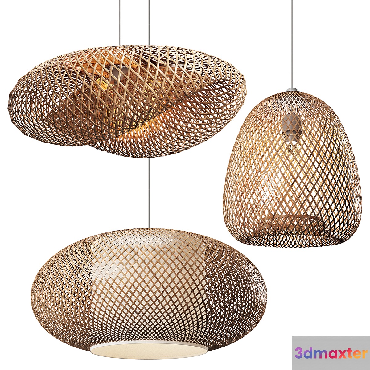 Set of Wicker lamps #4 3D Max