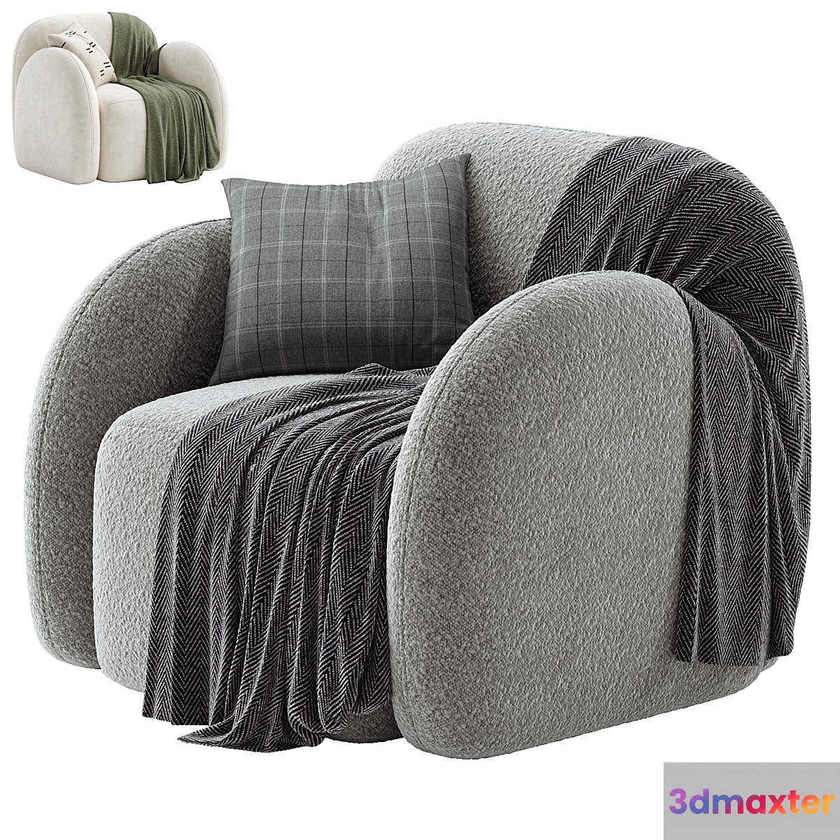 Flair Nina Boucle Teddy Accent Chair 3D Max
