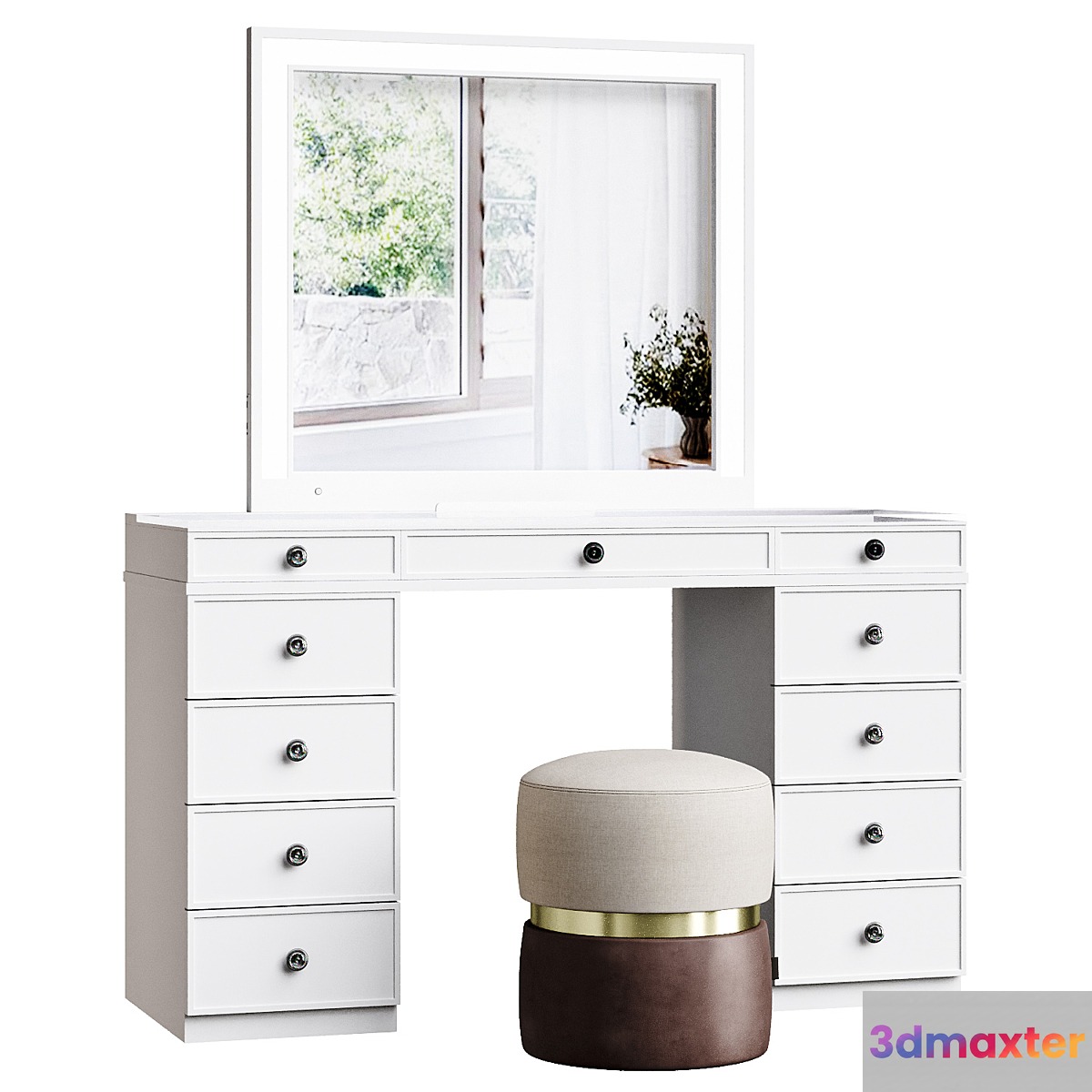 Tresanti Alexandra Vanity Table with LED Lighted Mirror 3D Max