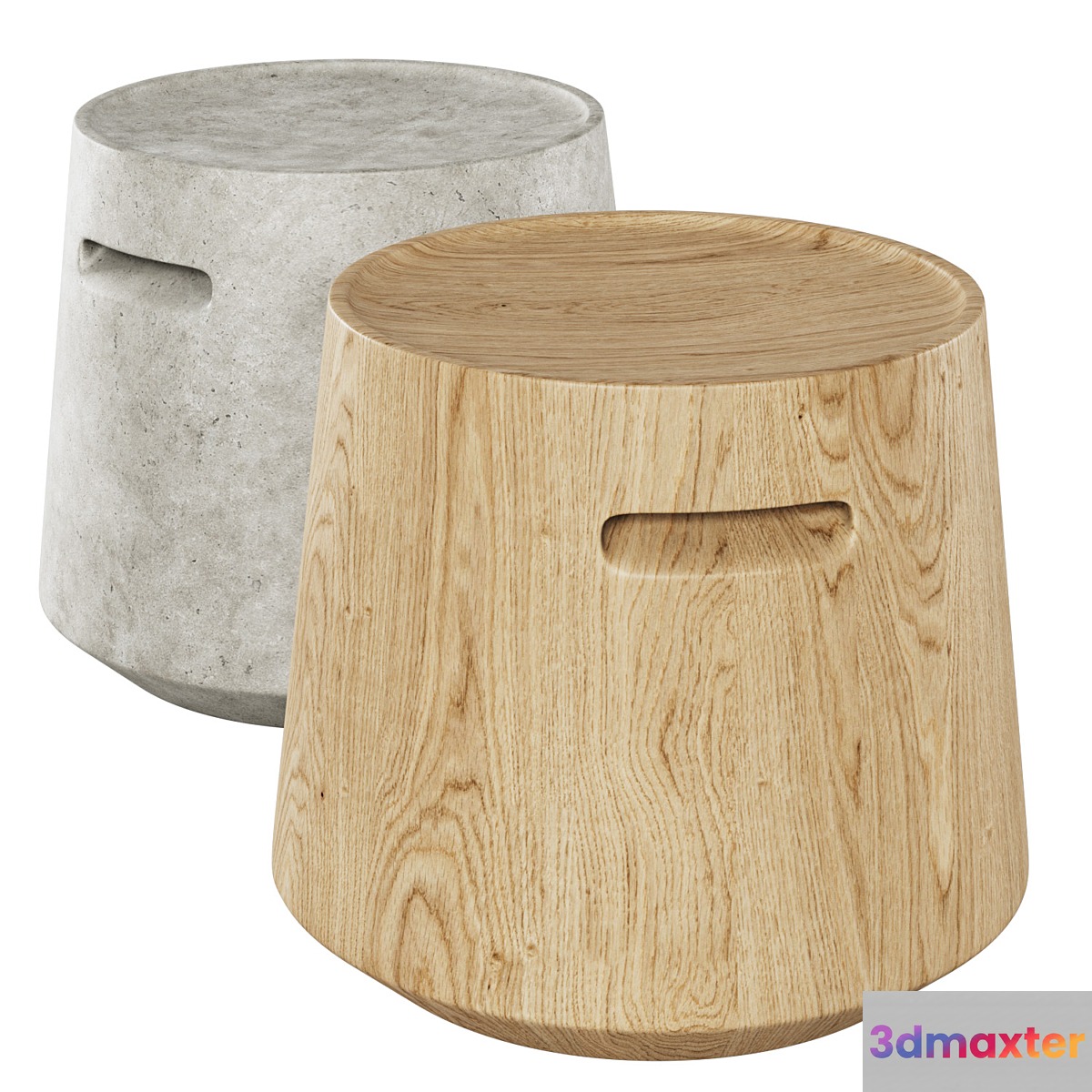 Turn Cocktail Stool _ Wood and concrete cocktail table 3D Max