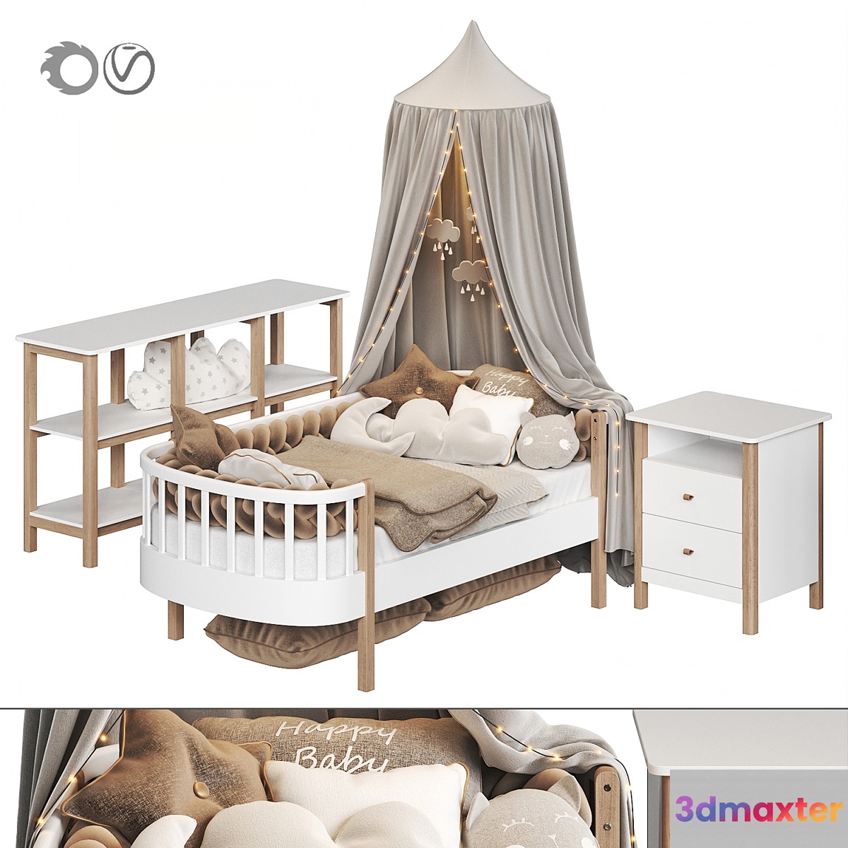 Children's furniture Ellipse Classic series for children from 4 years old 3D Max
