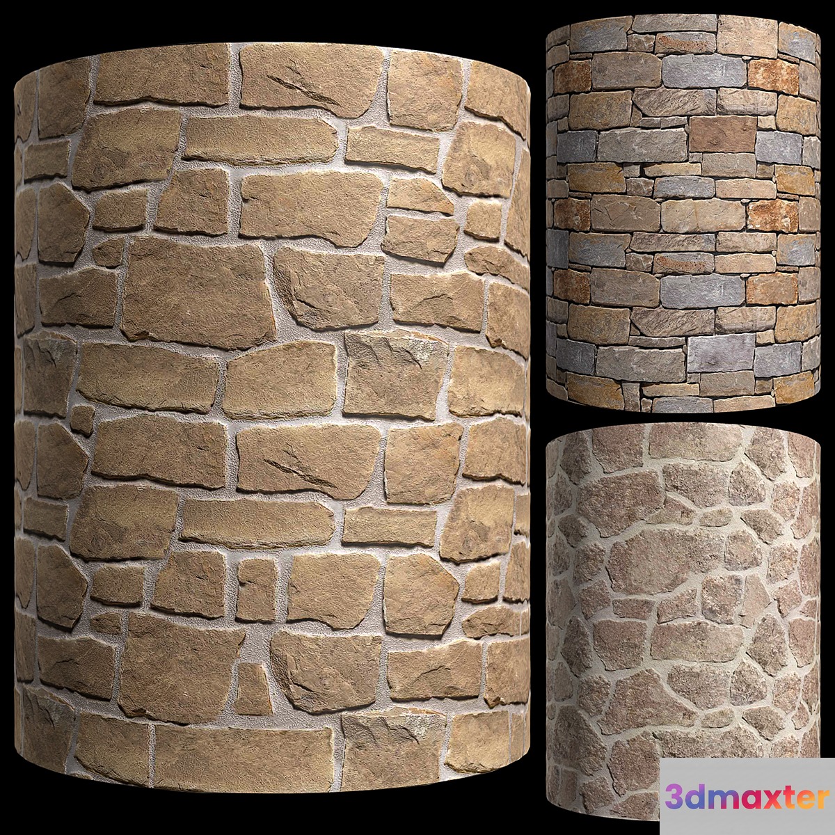 Rubble wall stone masonry 3D Max