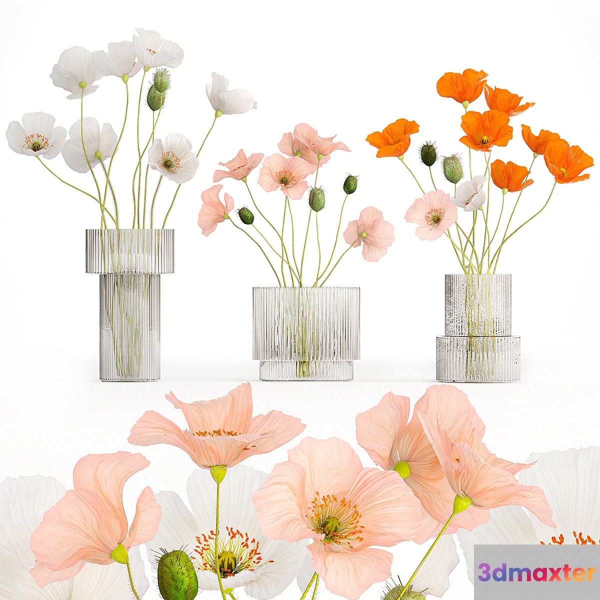 Bouquet of flowers. Set 400. 3D Max