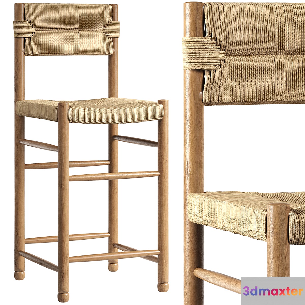 Rattan chair | Charlotte Counter Stool 3D Max