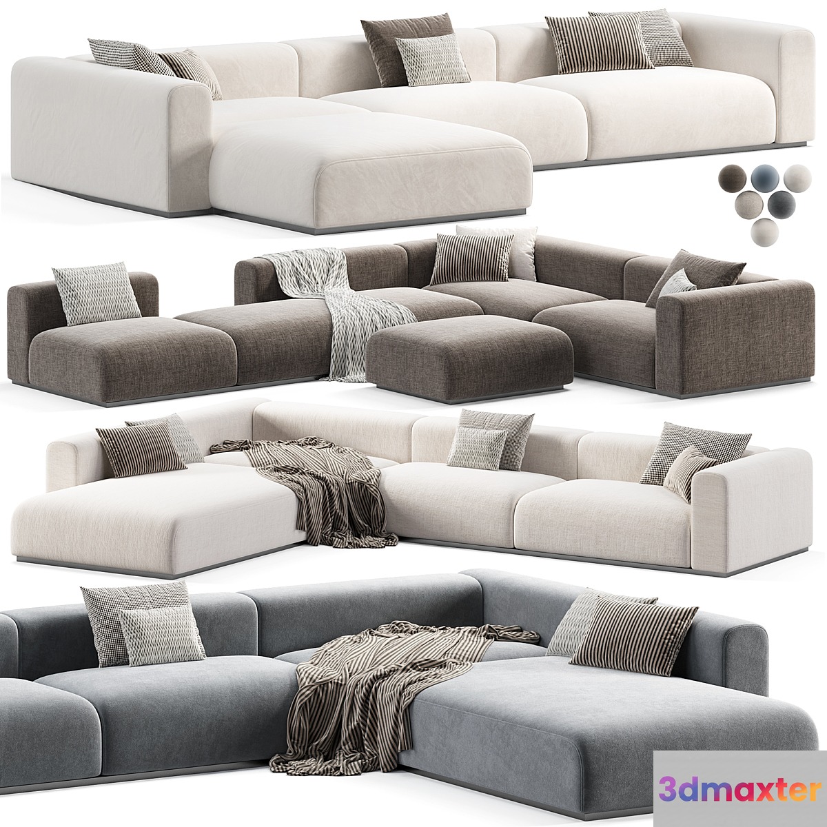 Mahe Sectional sofa by Braid 3D Max