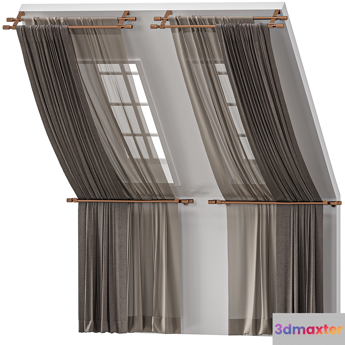 Attic curtains 3 3D Max