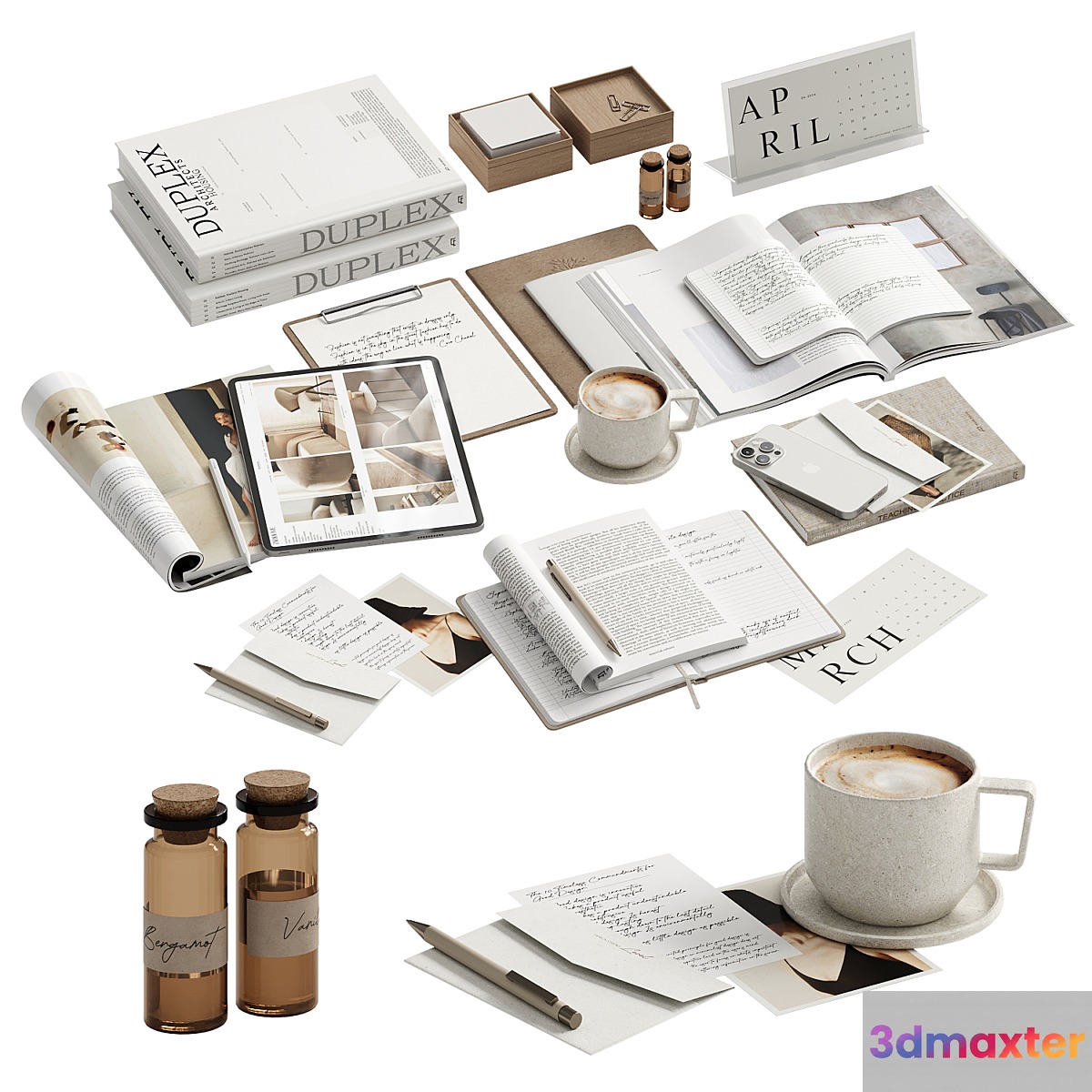 White decor for the workplace 3D Max