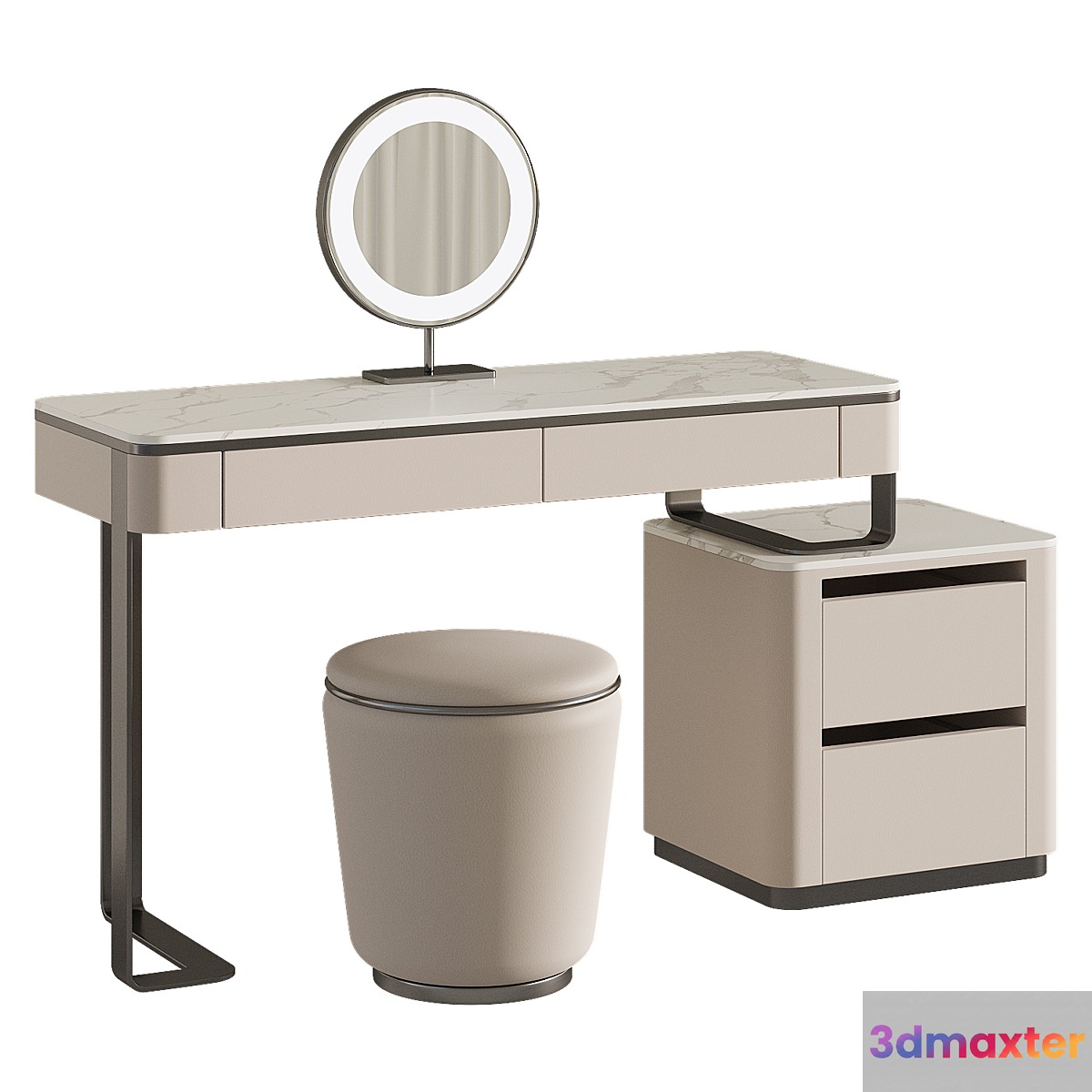 Kelvin Dressing Table with LED Mirror 3D Max