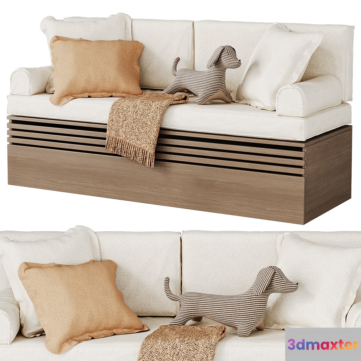 Soft seat for window sill in childrens room  Pillows 3D Max