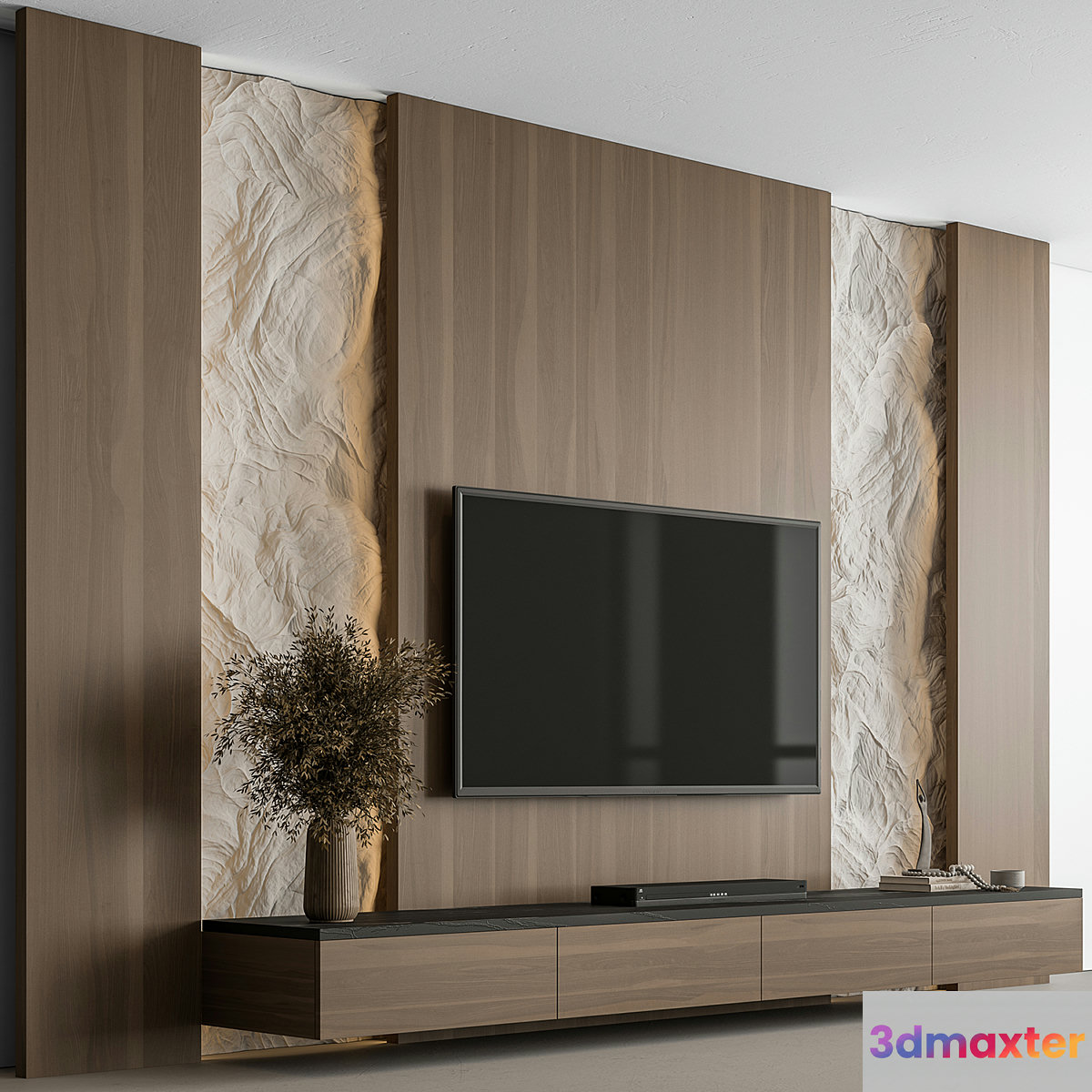 TV Wall Cliff and Wood - Set 144 3D Max