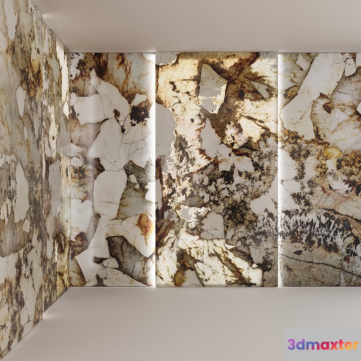 Patagonia Marble Slabs with backlit bookmatch 3D Max
