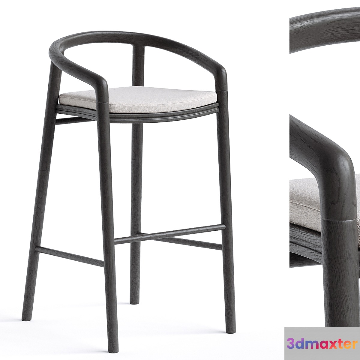Solid Bar Stool with back Manutti 3D Max