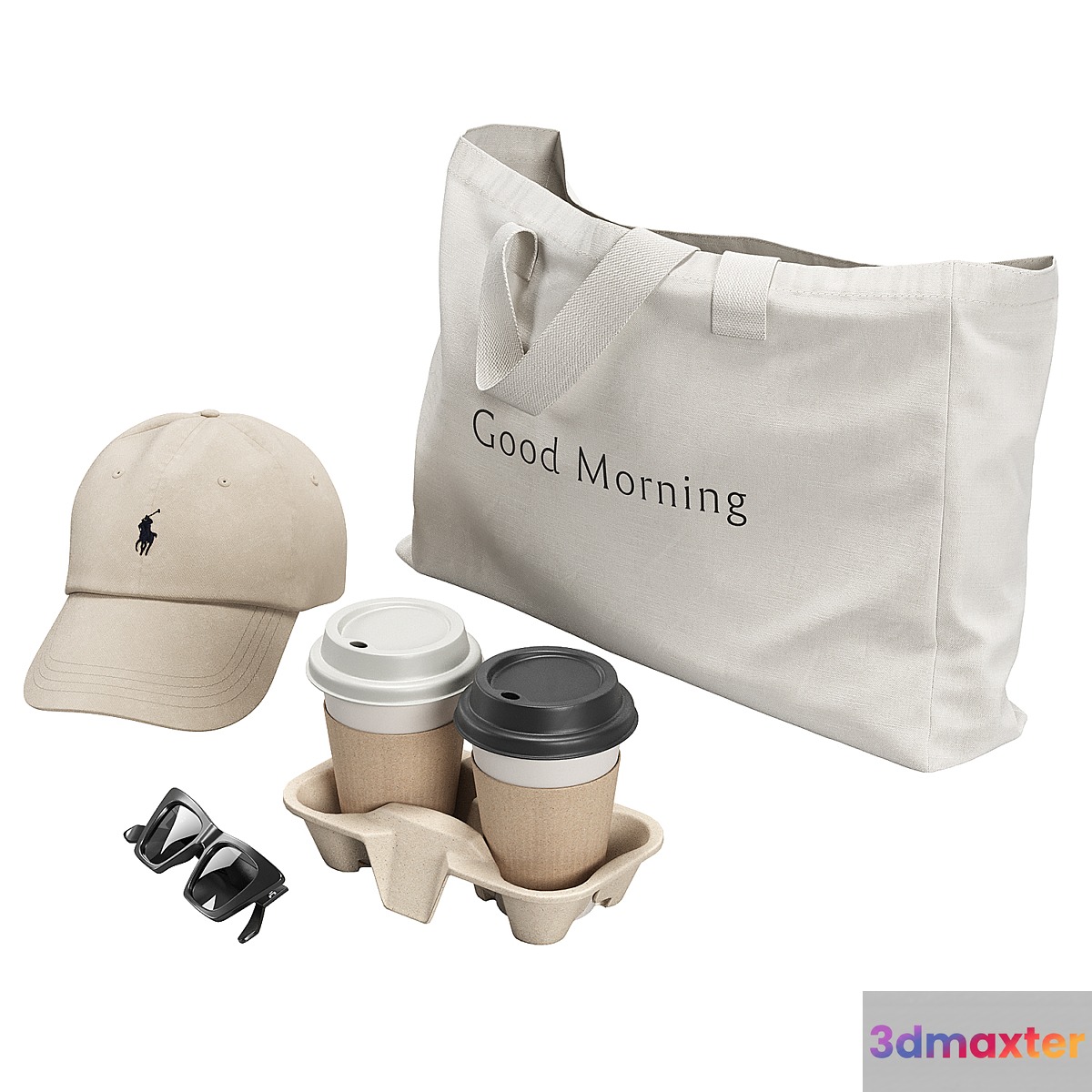 Tote Bag & Paper Cups 3D Max