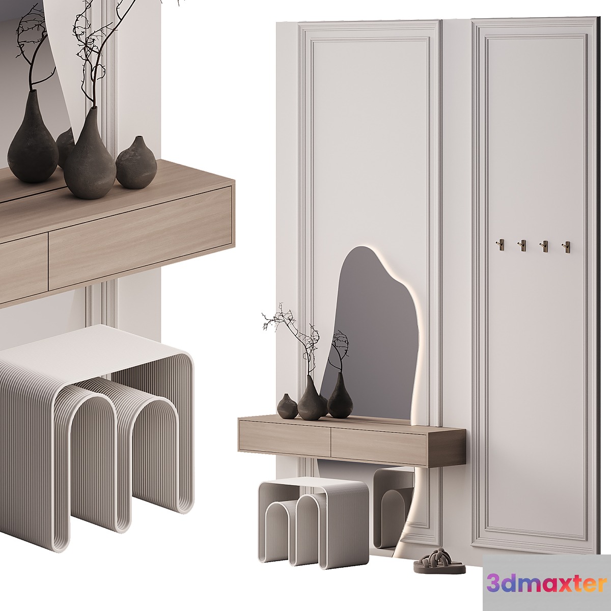 Hallway with curved mirror 3D Max