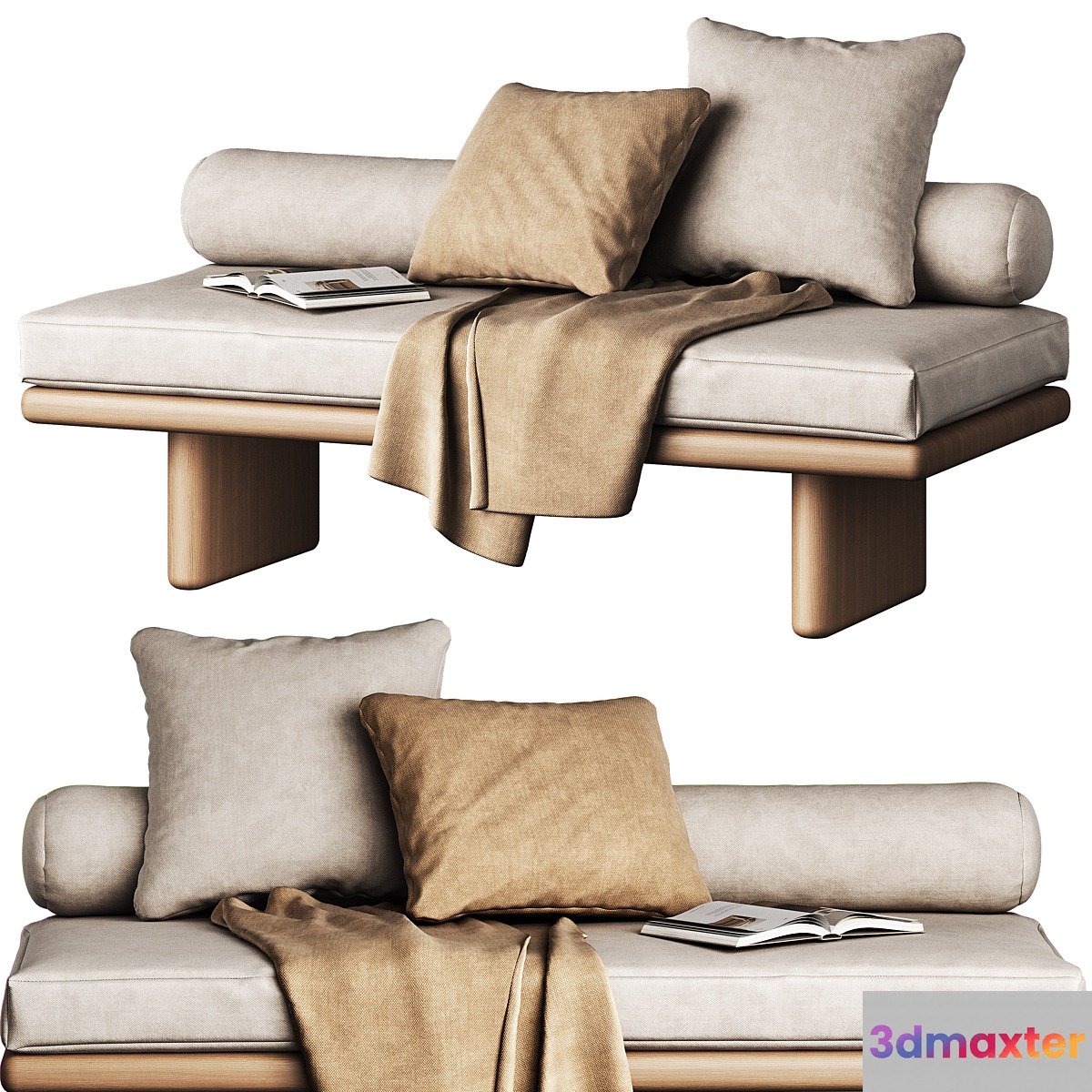 Window seat with cushions 3D Max