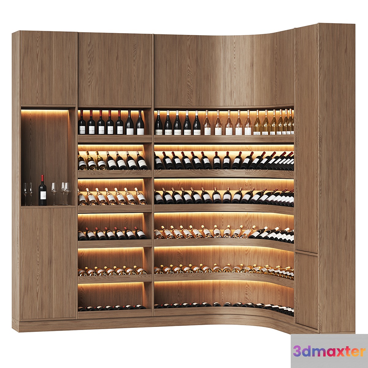 Wine library for a home wine cellar or restaurant 3D Max