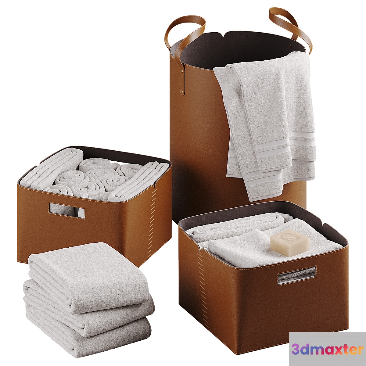 Leather laundry baskets 3D Max
