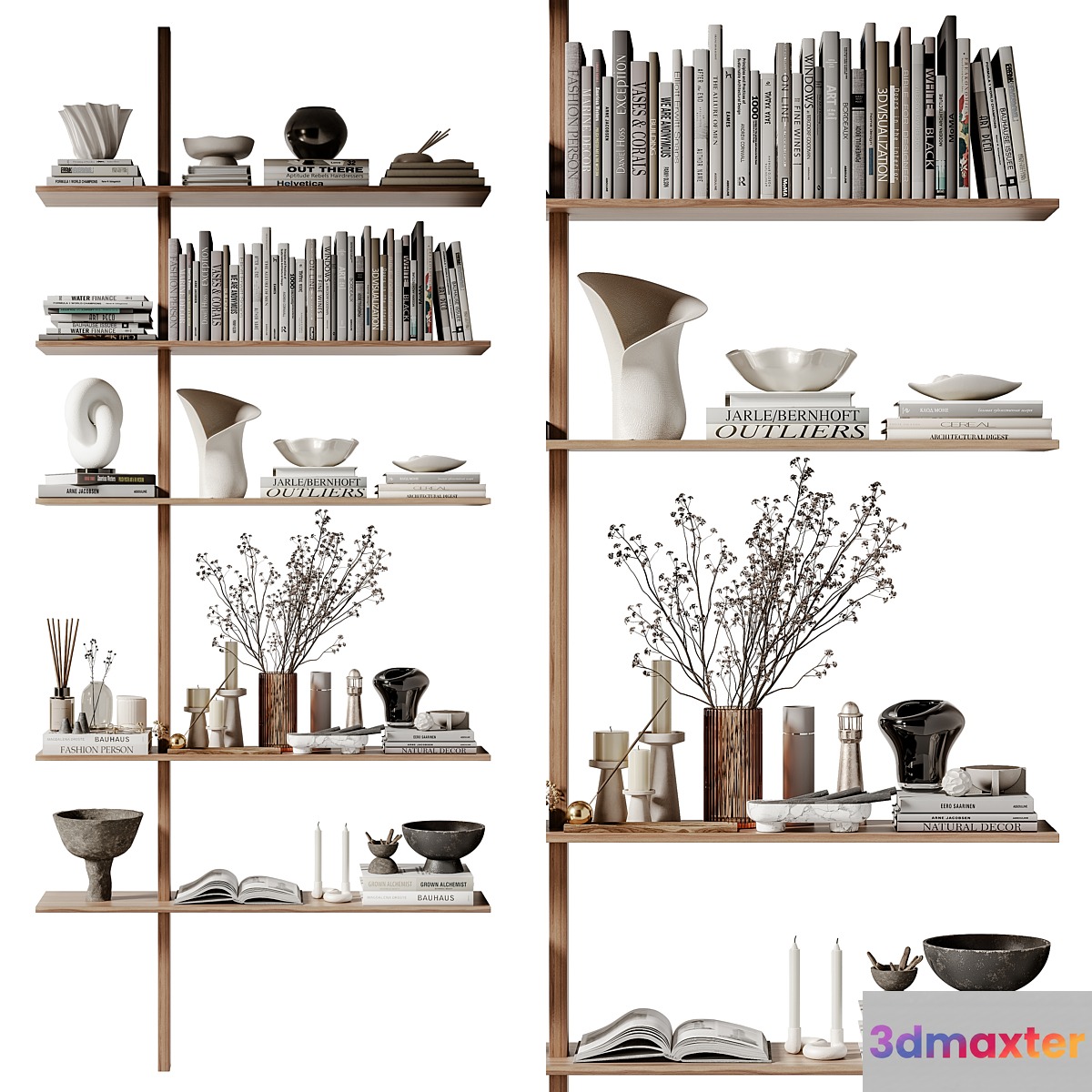 rack Minimalistic wooden shelving 07 3D Max