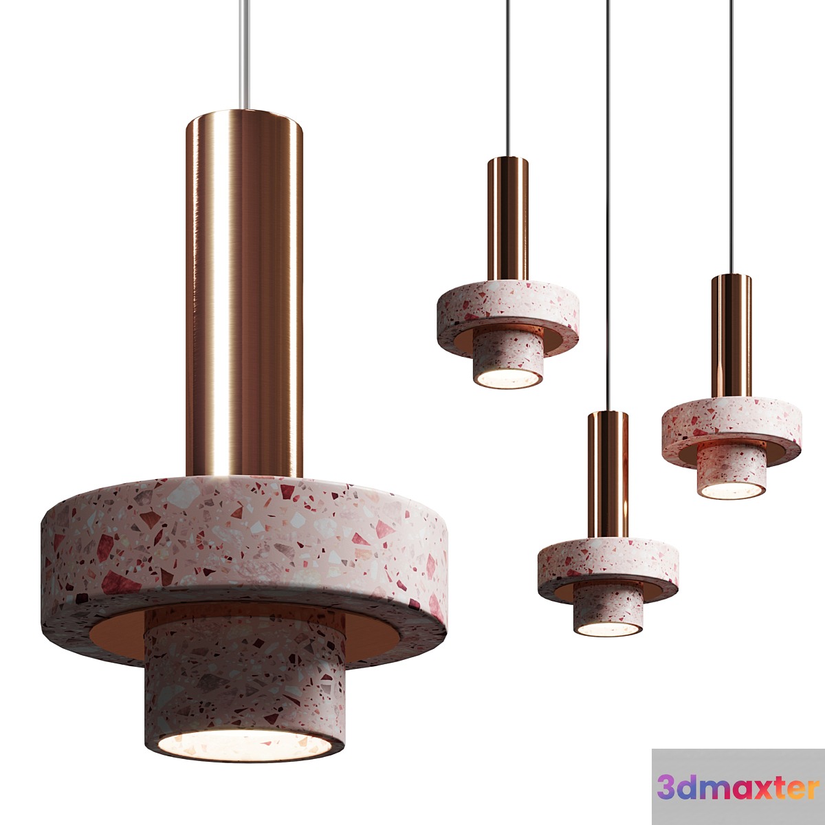 Cantera Rosa and Copper Ambra pendant Lighting 3D Max