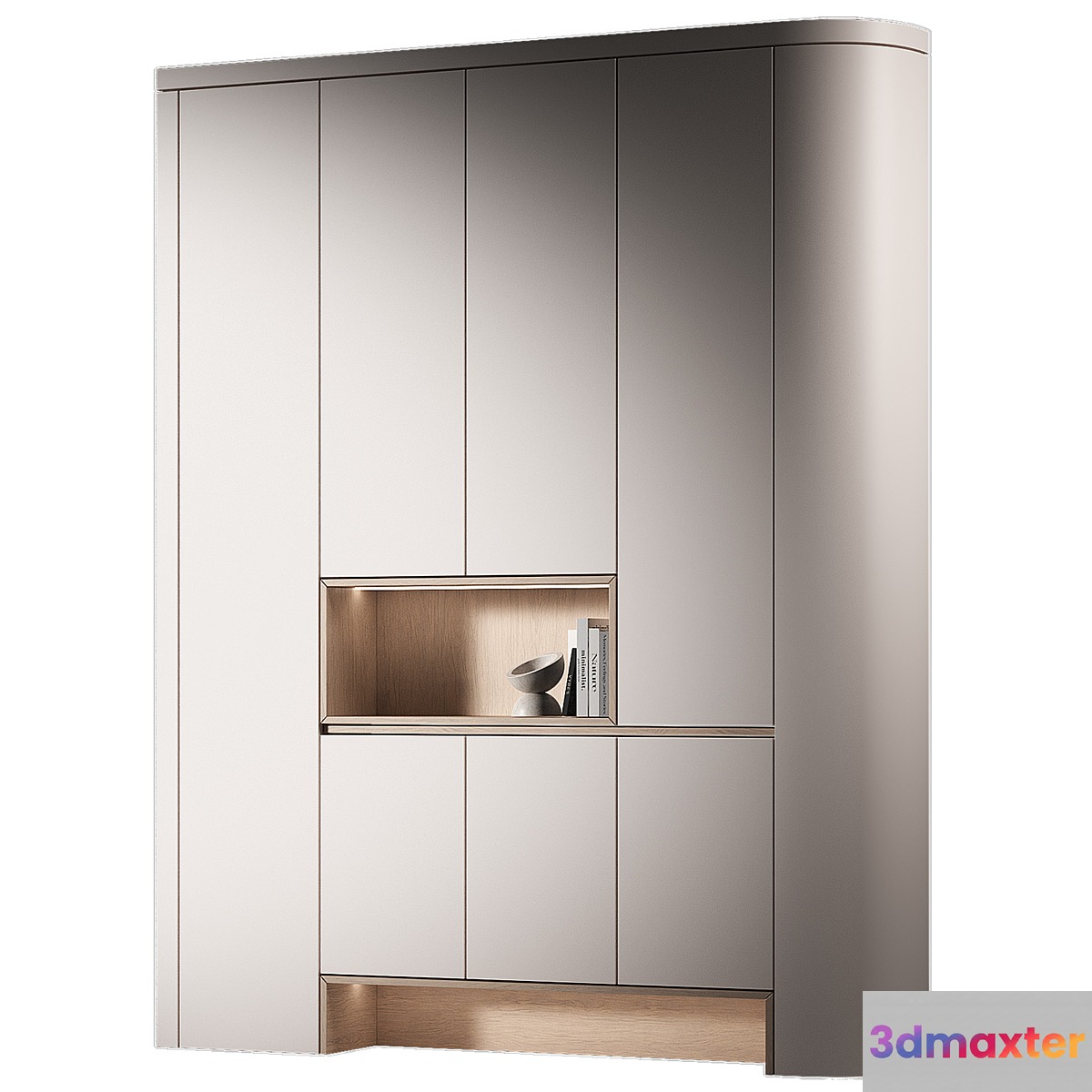Modular Rounded Cabinet Furniture. Minimal White Modern Wardrobe set 5. 3D Max