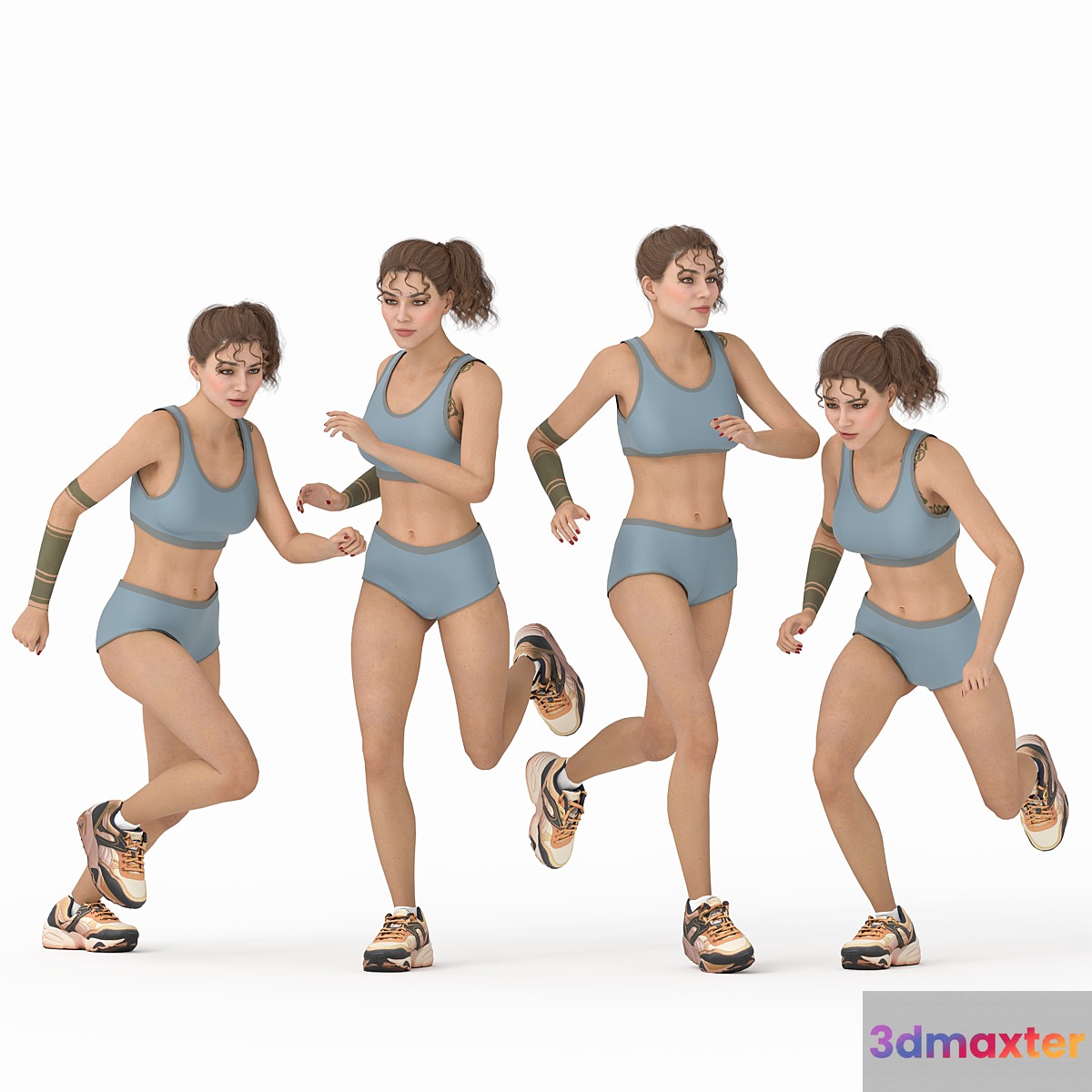 Runner Woman 04 poses 3D Max