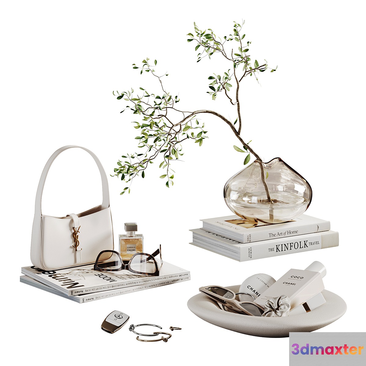 Decorative set with a small beige bag 3D Max