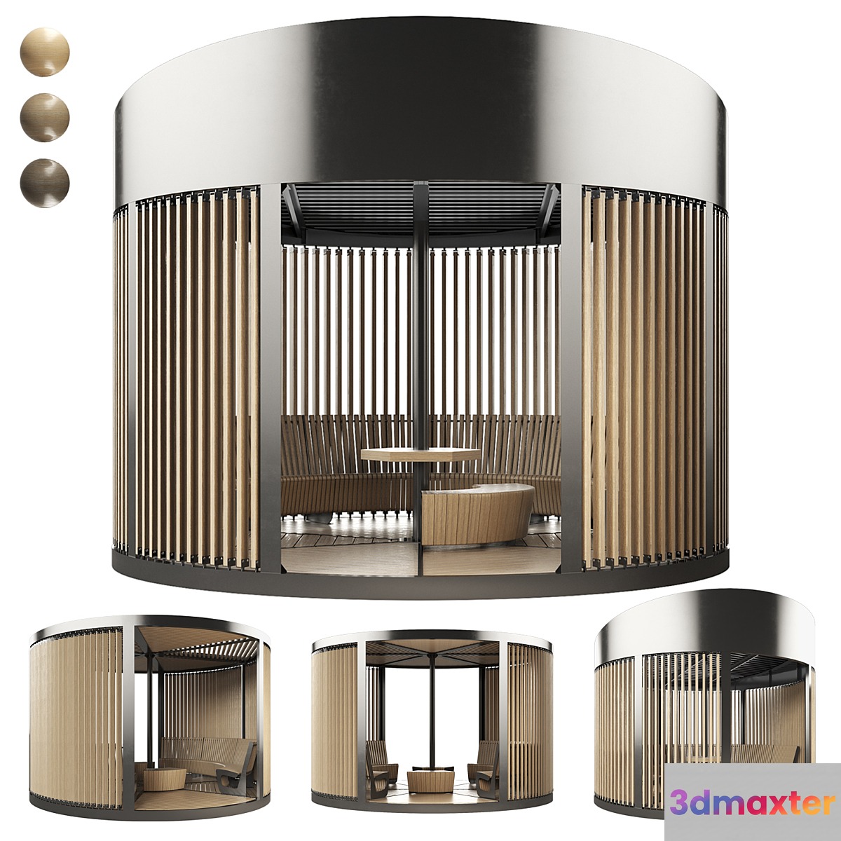 Set of round gazebos 3D Max