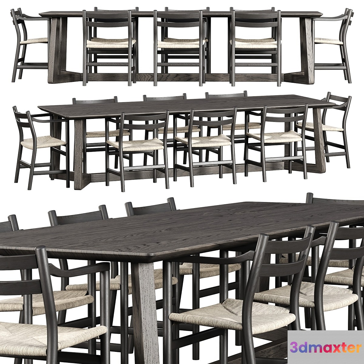 Edu Furniture Dining Set V1 _ Garden furniture set 3D Max