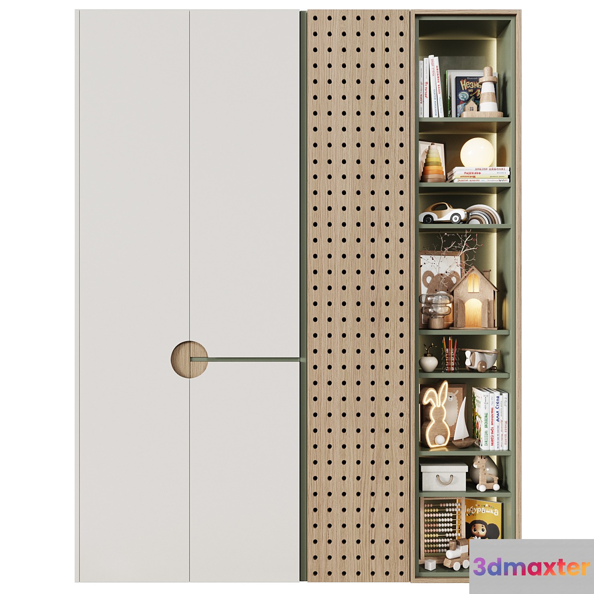 Modular children's wardrobe in a modern minimalism style 18 3D Max