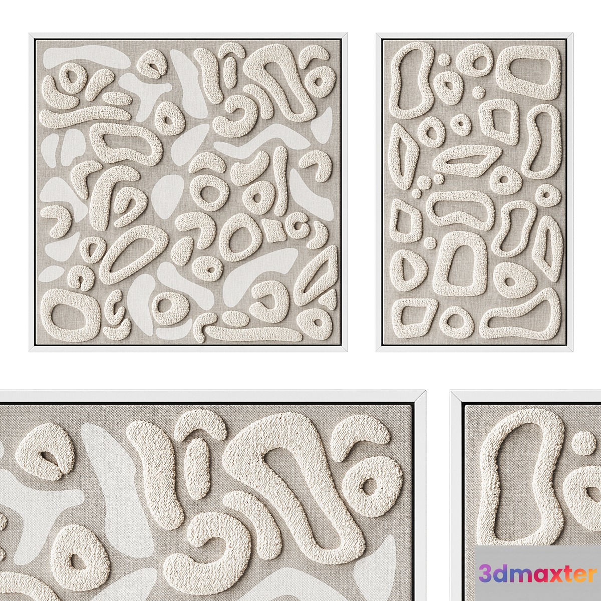 Artwork canvases with soft fabric elements 3D Max