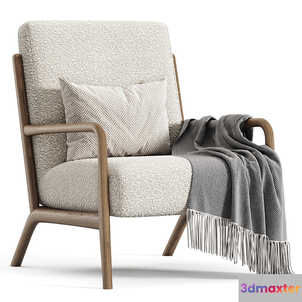 Ash Wood and Linen Armchair by Zarahome 3D Max