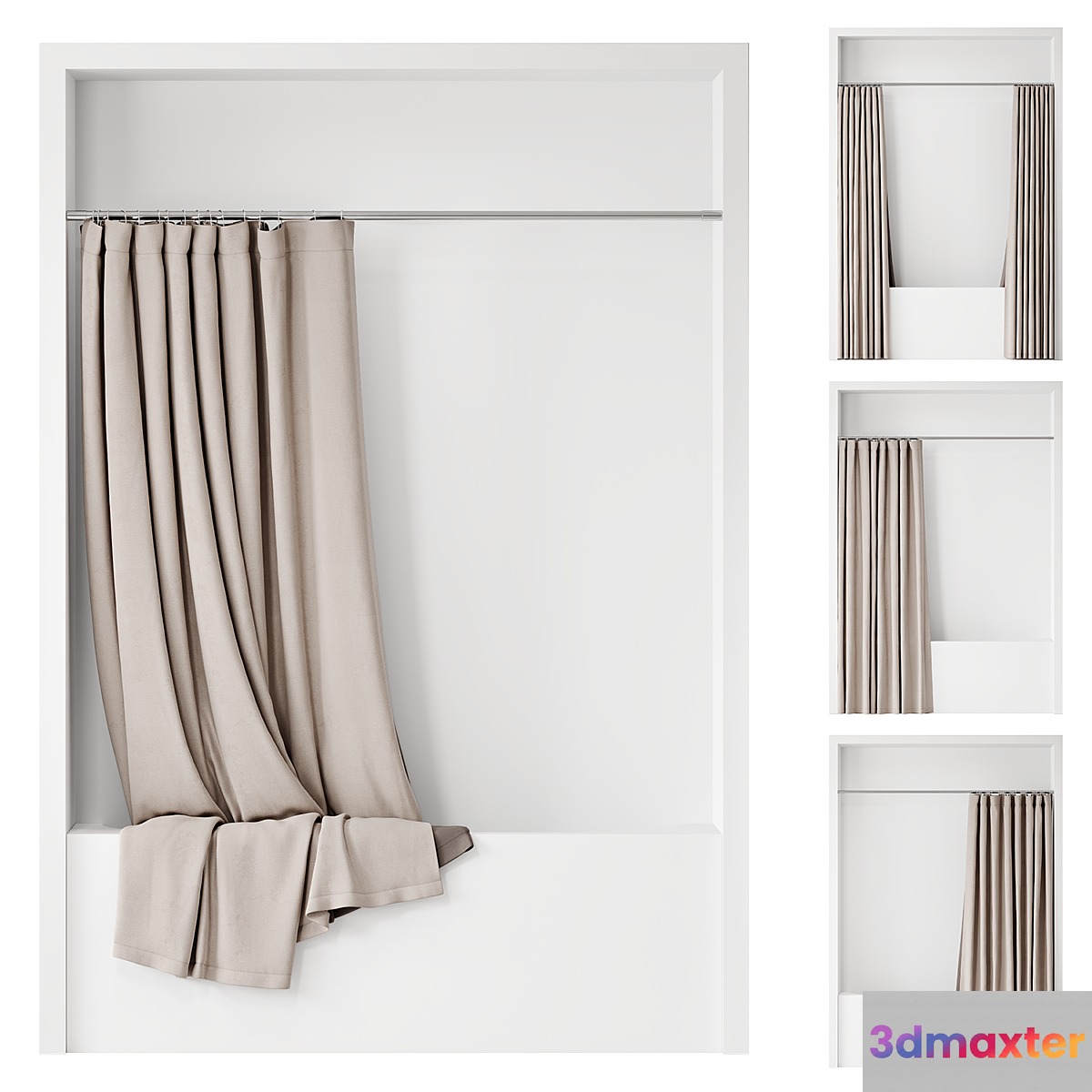 Double bath curtain on Sunerzha cornice 3D Max