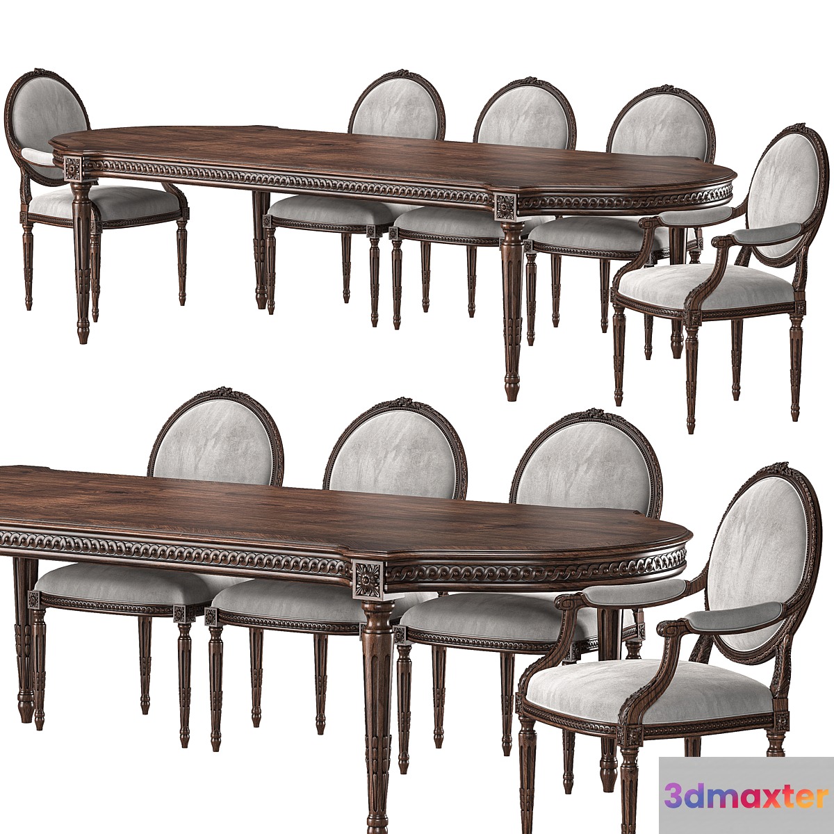 chairish louis table and chair art 5694 3D Max