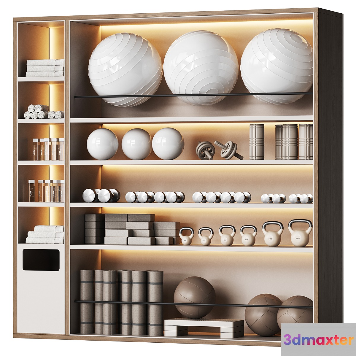 A wall with a rack for gym equipment 2 3D Max