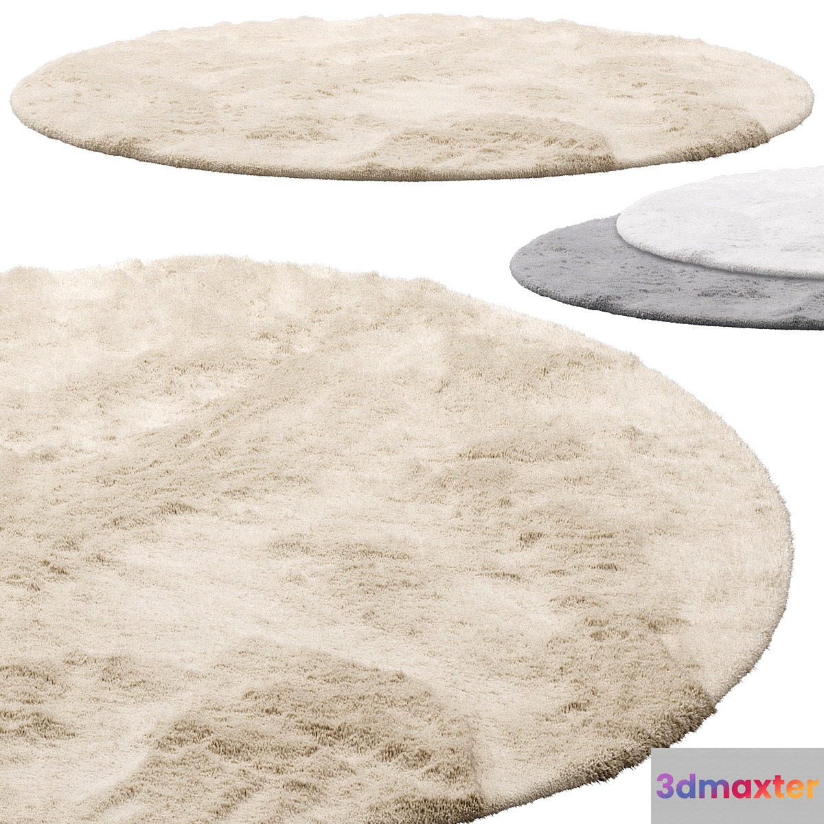 Benuta Dave Round Fur Rug (3 colors) 3D Max