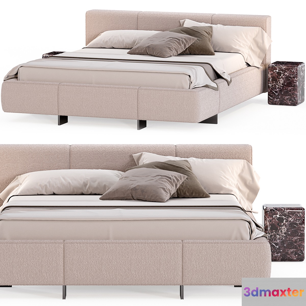 Bed from the Minotti factory Yves-bed series 3D Max