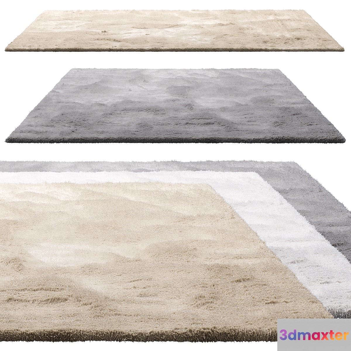 Benuta Dave Rectangular Fur Rug (3 colors) 3D Max