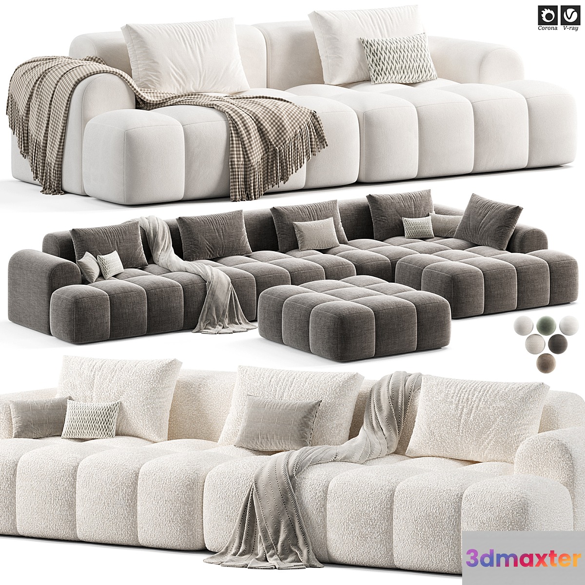 Extra Long Modern sofa 3D Max