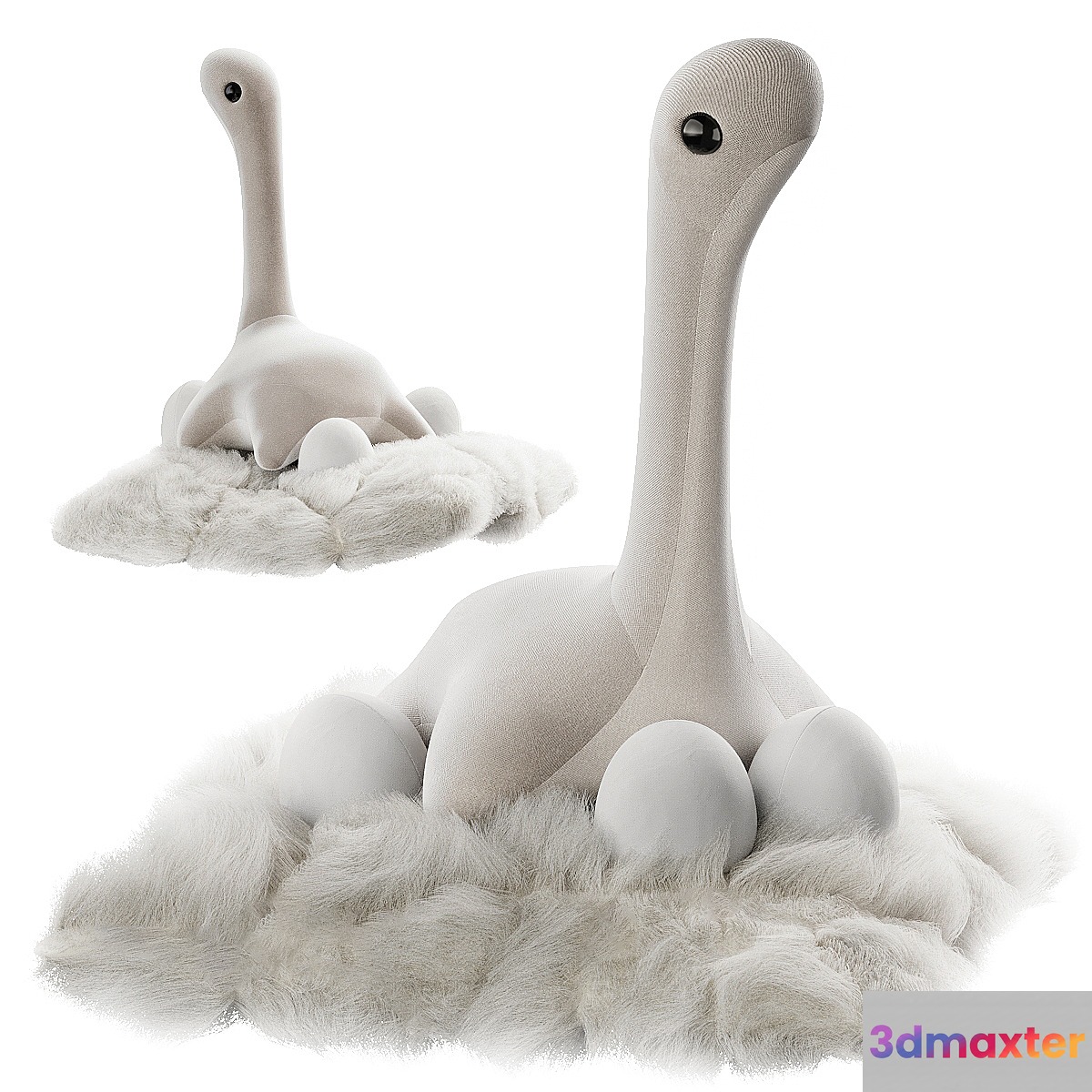 Plush dinosaur with eggs 3D Max