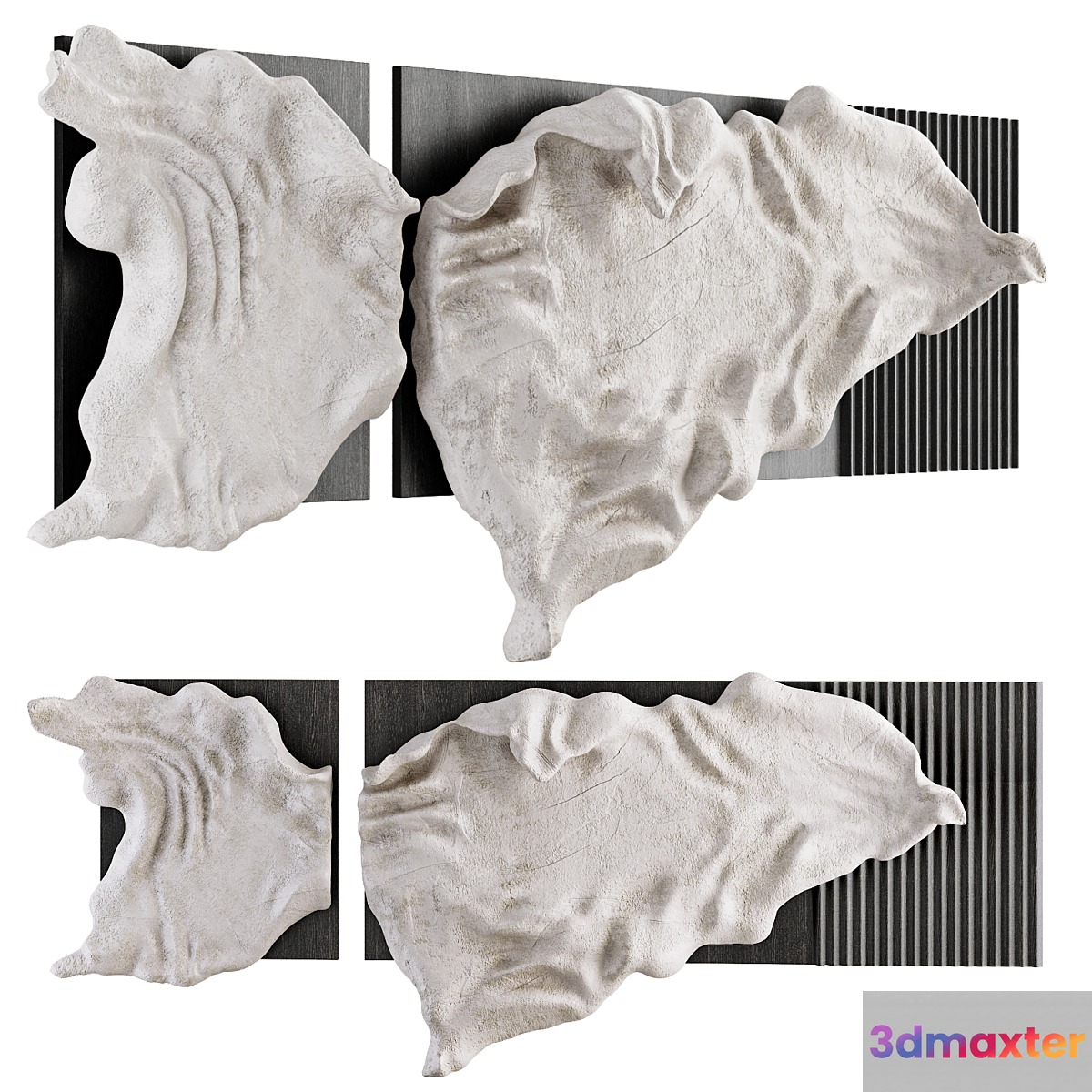Decorative panel with a sculptural bas-relief made of plaster 3D Max