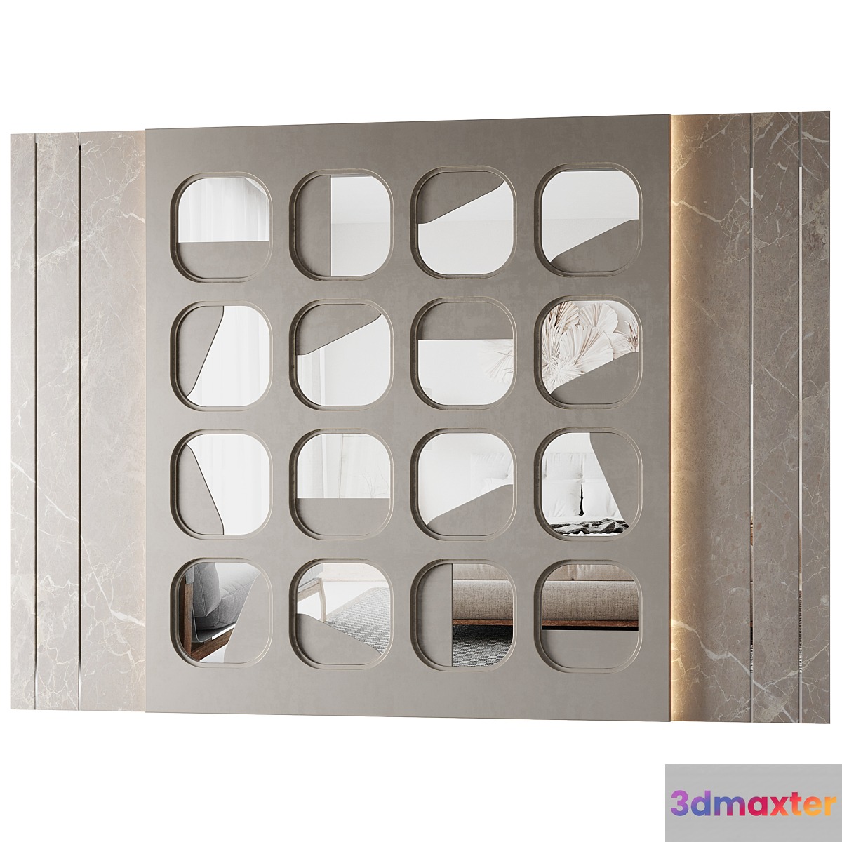 Mirror cells Wall panel 3D Max