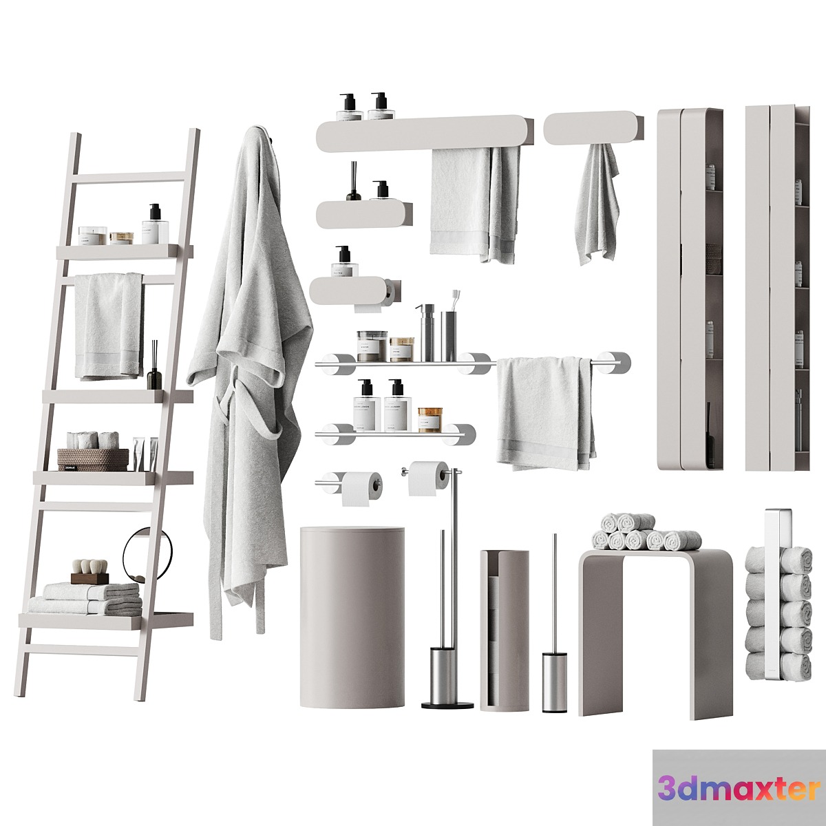 Set of bathroom accessories and decor 3 3D Max