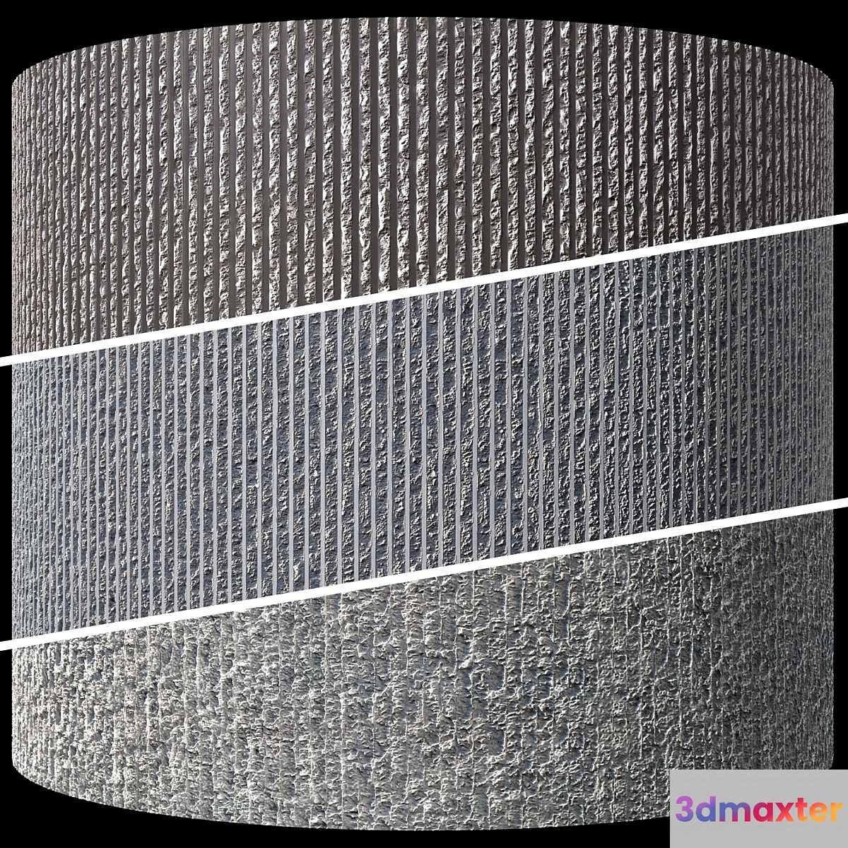 Striped ribbed decorative concrete facing plaster Reckli 3D Max