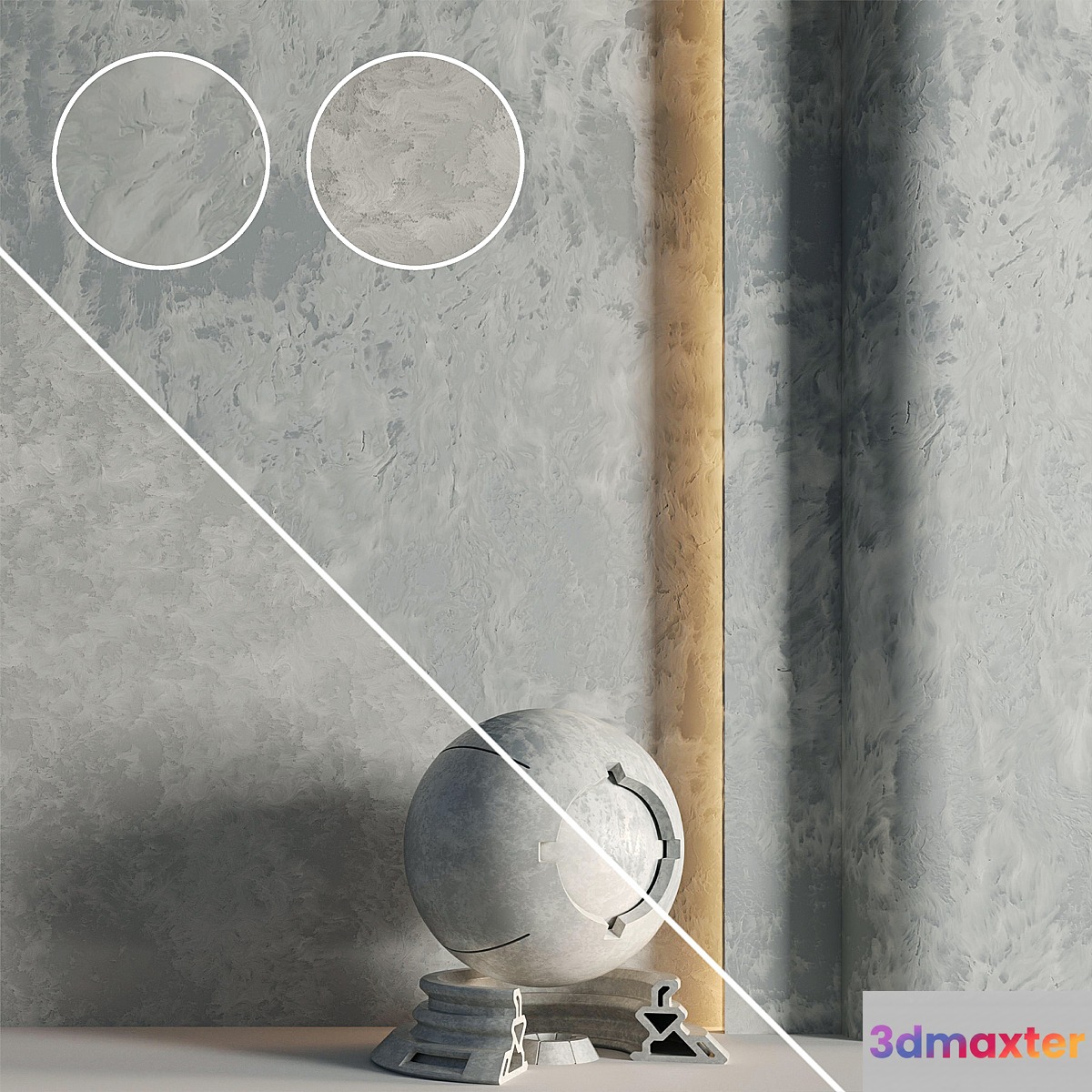 2 Mats | Decorative Plaster 03 | PBR | 4K 3D Max