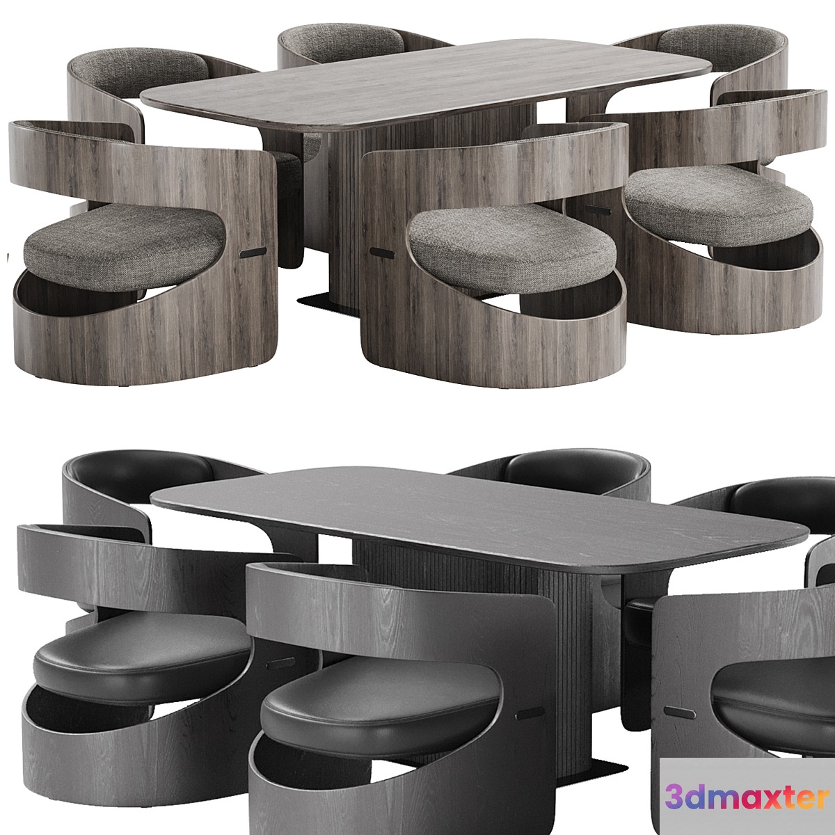 Glide rectangular dining table and Lucky Lounge Chair 3D Max