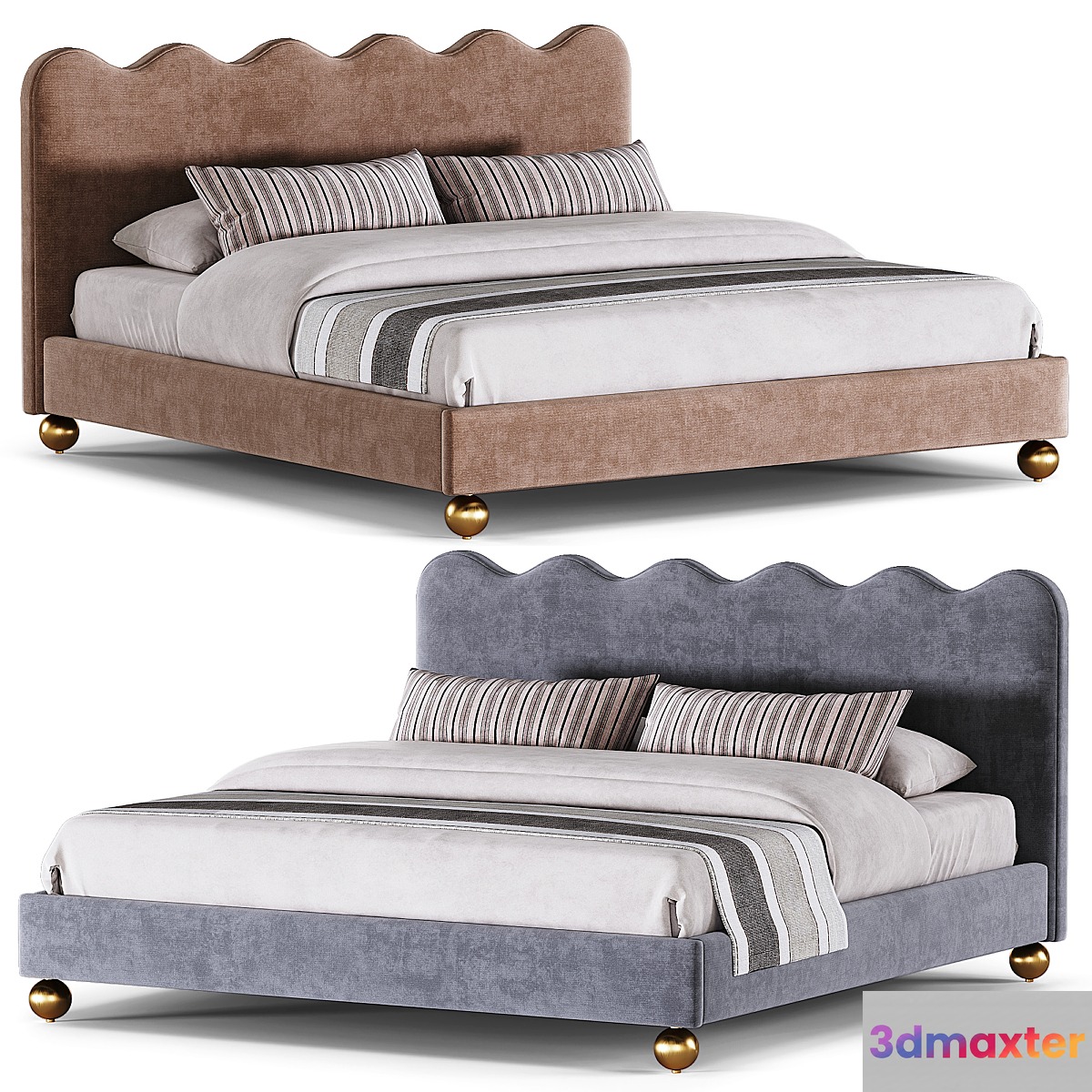 Ripple King Bed 3D Max