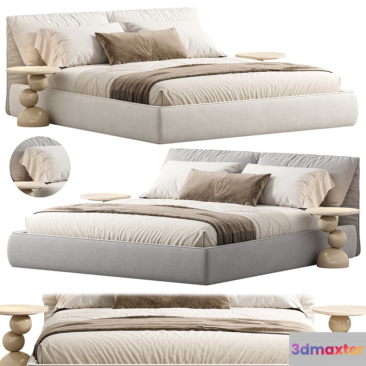 Italian Minimalist Wedding Bed 3D Max